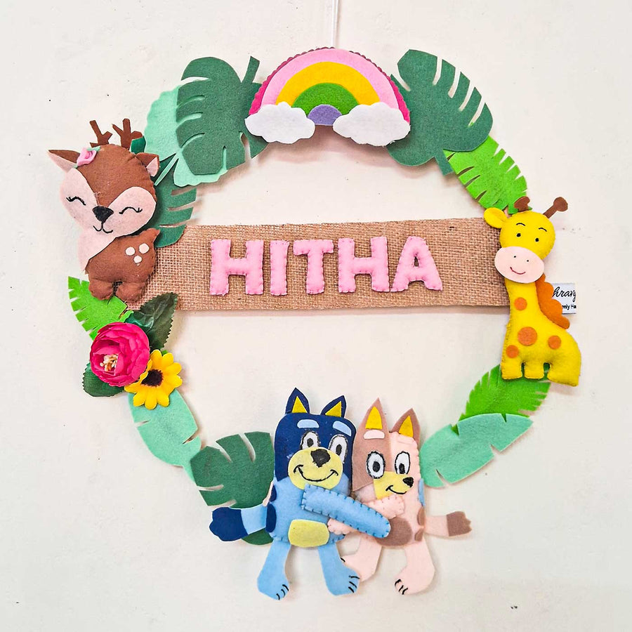 Personalized Bingo Themed Felt Kids Name Plate - Front View with Name Personalization