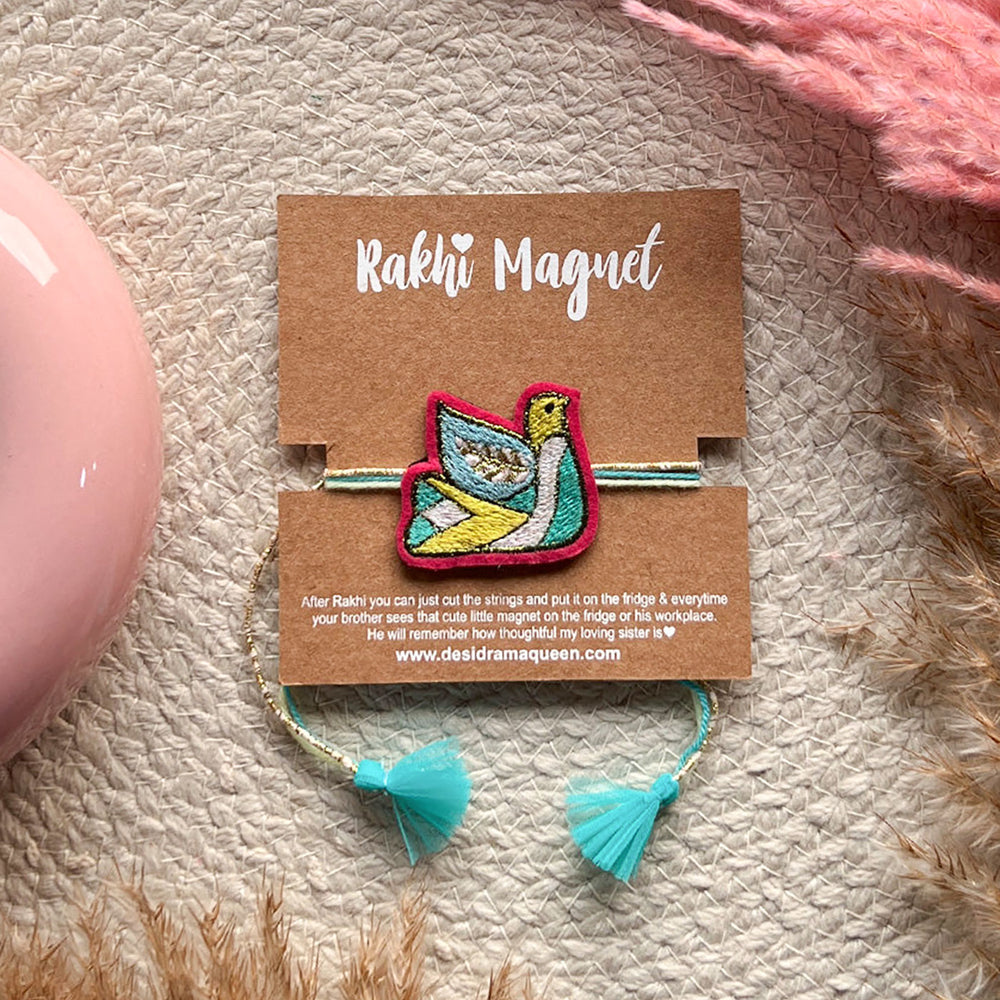 Handmade Bird Felt Kids Rakhi - Product on Packaging Card