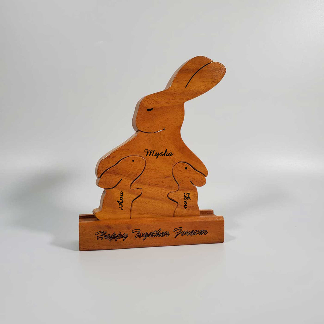Personalized Mumma Bunny Family Neem Wood Figurine Keepsake