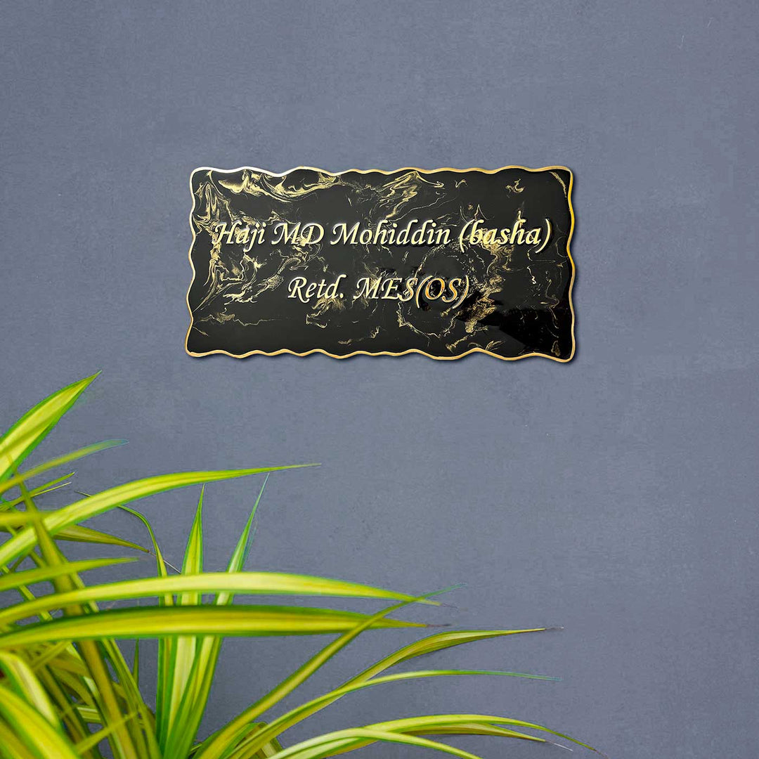 Personalized Resin Pearl White Swirl Design Name Plate - Mounted on Wall Display