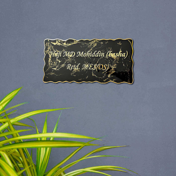 Personalized Resin Pearl White Swirl Design Name Plate - Mounted on Wall Display