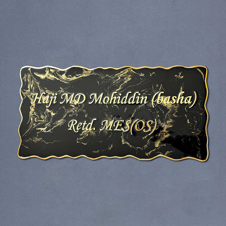 Personalized Resin Pearl White Swirl Design Name Plate - Personalization Close-up Front View
