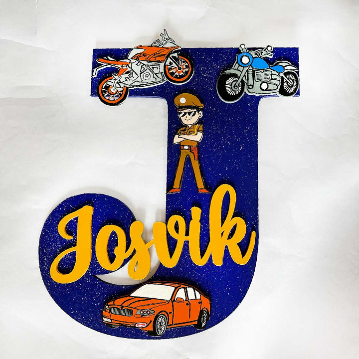 Personalized Hand Painted Little Singham Mdf Wood Monogram With 3D Letters - Front View with Name Personalization