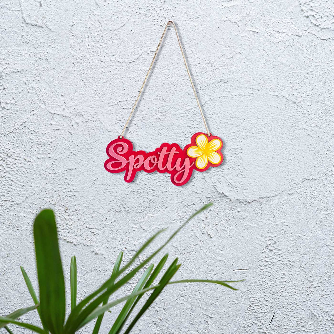 Personalized Hand Painted Character Mdf Wood Kids Name Plate - Hanging on Textured Wall