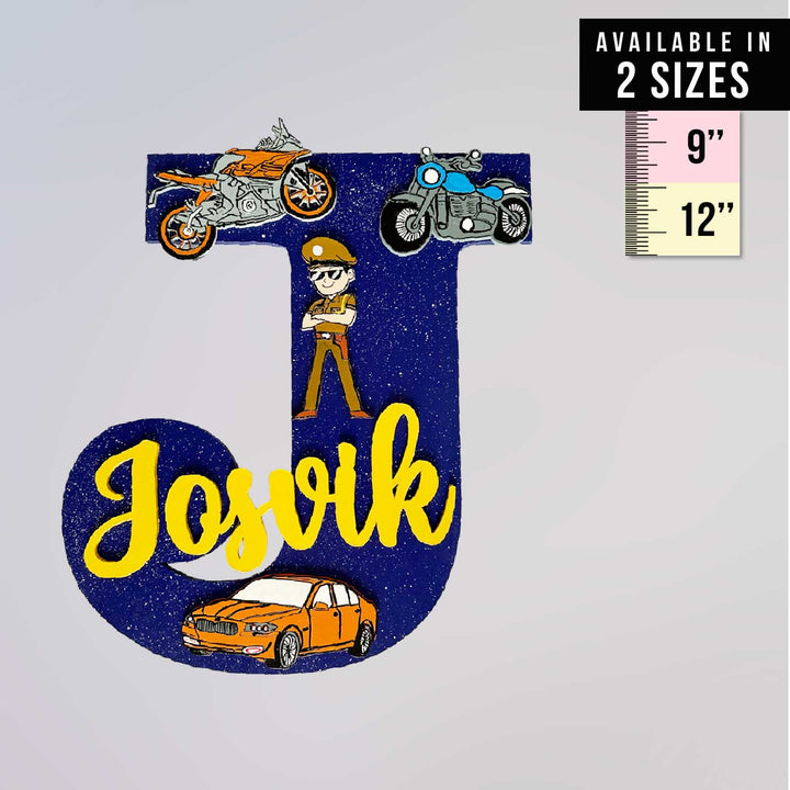 Personalized Hand Painted Little Singham Mdf Wood Monogram With 3D Letters - Size Reference with Front View