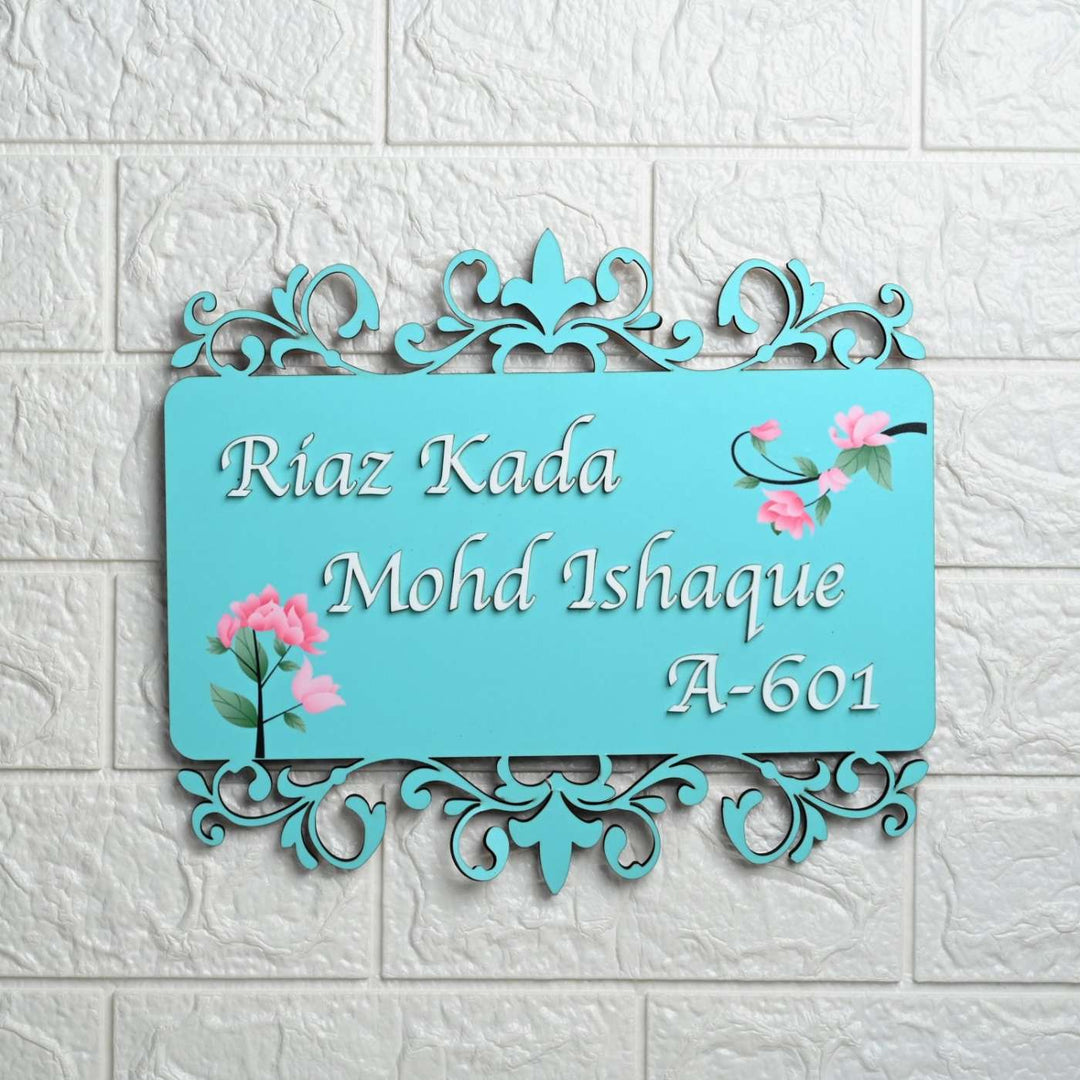 Personalized Bloom In The Sky Mdf Wood Name Plate