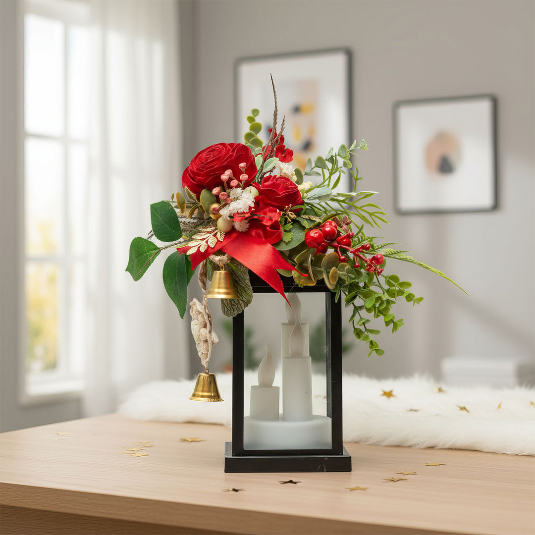 Handmade Blossom & Glow Shola Flower Centerpiece With LED Lantern