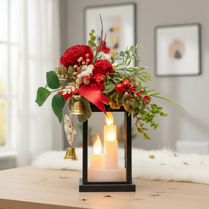 Handmade Blossom & Glow Shola Flower Centerpiece With LED Lantern