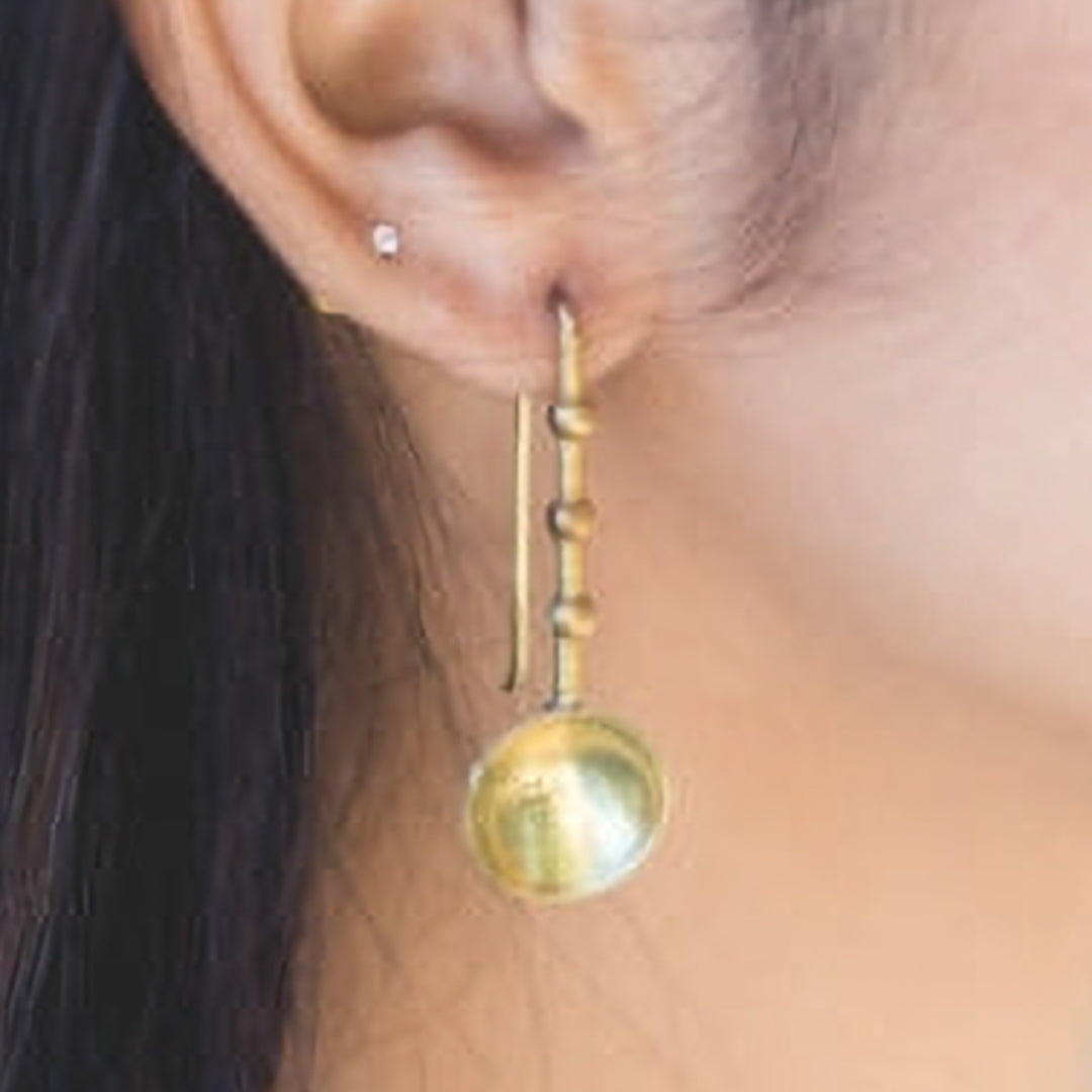 Modern Brass Dome Hooks Earrings