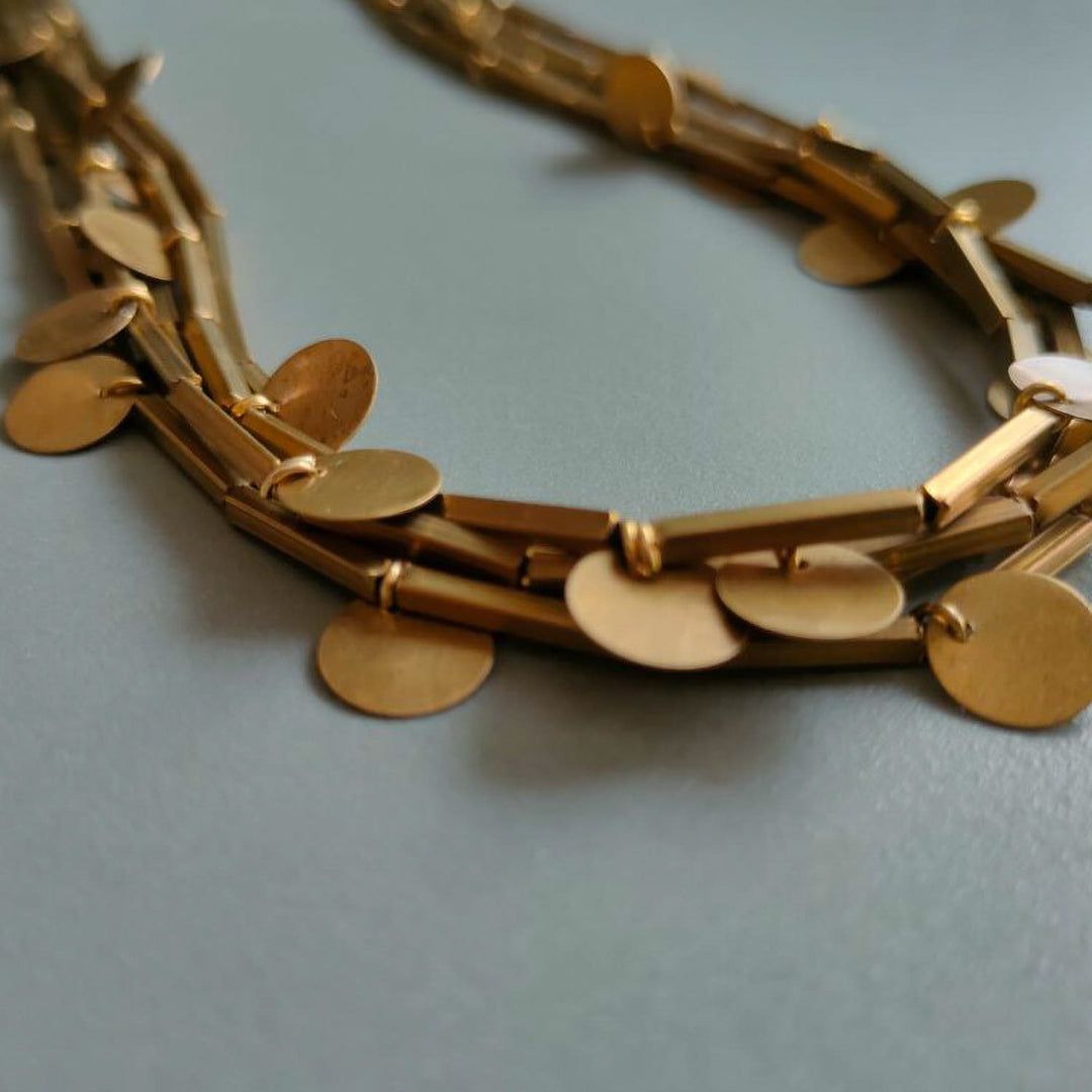 Handmade Discs Design Brass Necklace