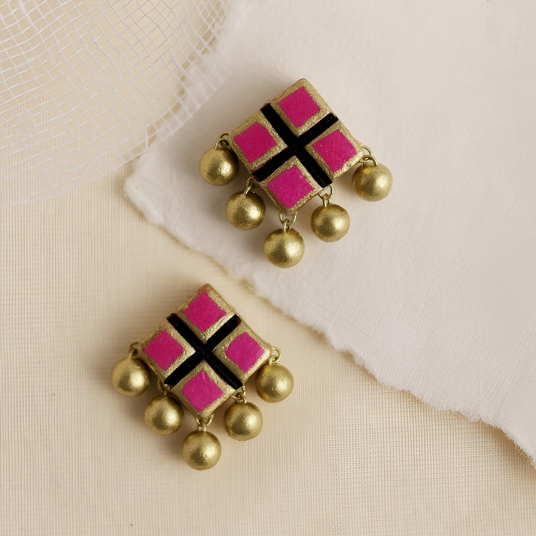 Handmade Mosaic Charm Terracotta Earrings