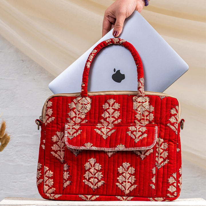 Handcrafted Red Munna Manju Attache Classic Work Bag