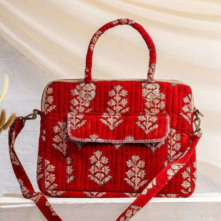 Handcrafted Red Munna Manju Attache Classic Work Bag