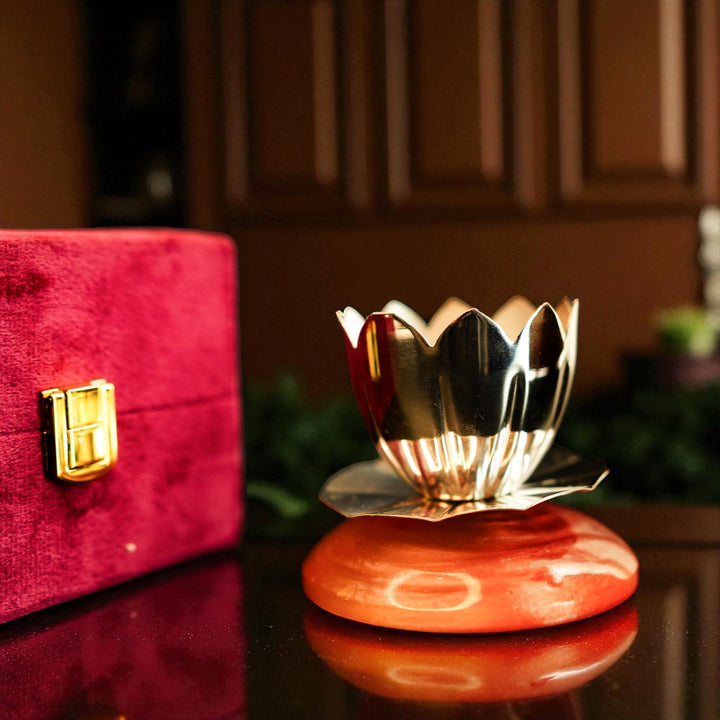 Silver Plated Shanti Oil Lamp / Diya Packed in Gift Box