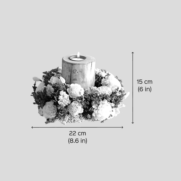 Classical White Diwali Floral Tealight Candle Holder Centrepiece