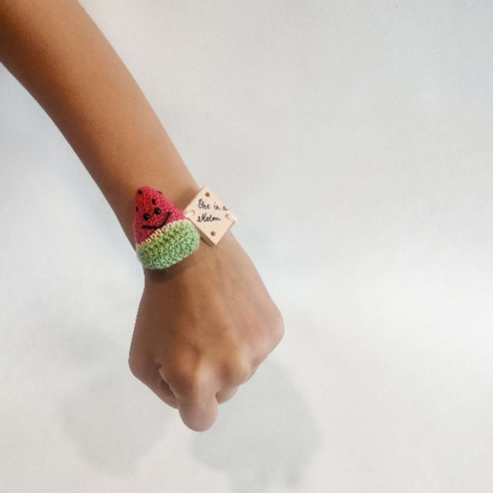 Handmade Crochet One In A Melon Kids Rakhi With Roli Chawal - Worn on Wrist