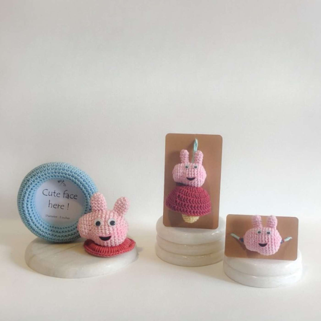 Handmade Crochet Peppa Pig Kids Rakhi With Roli Chawal - Product Group Display