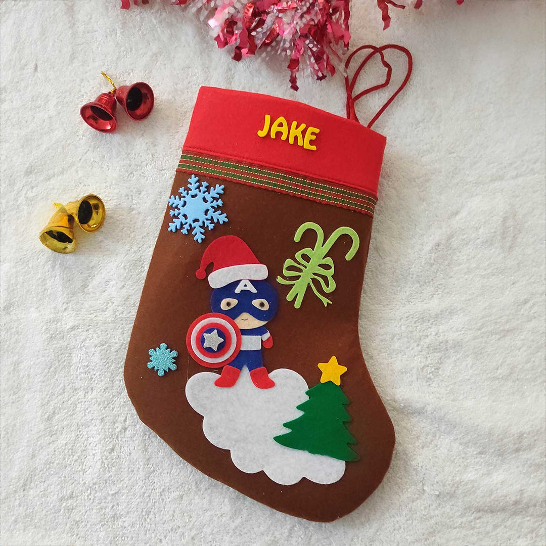 Personalized Captian America Felt Stockings For Christmas Decoration