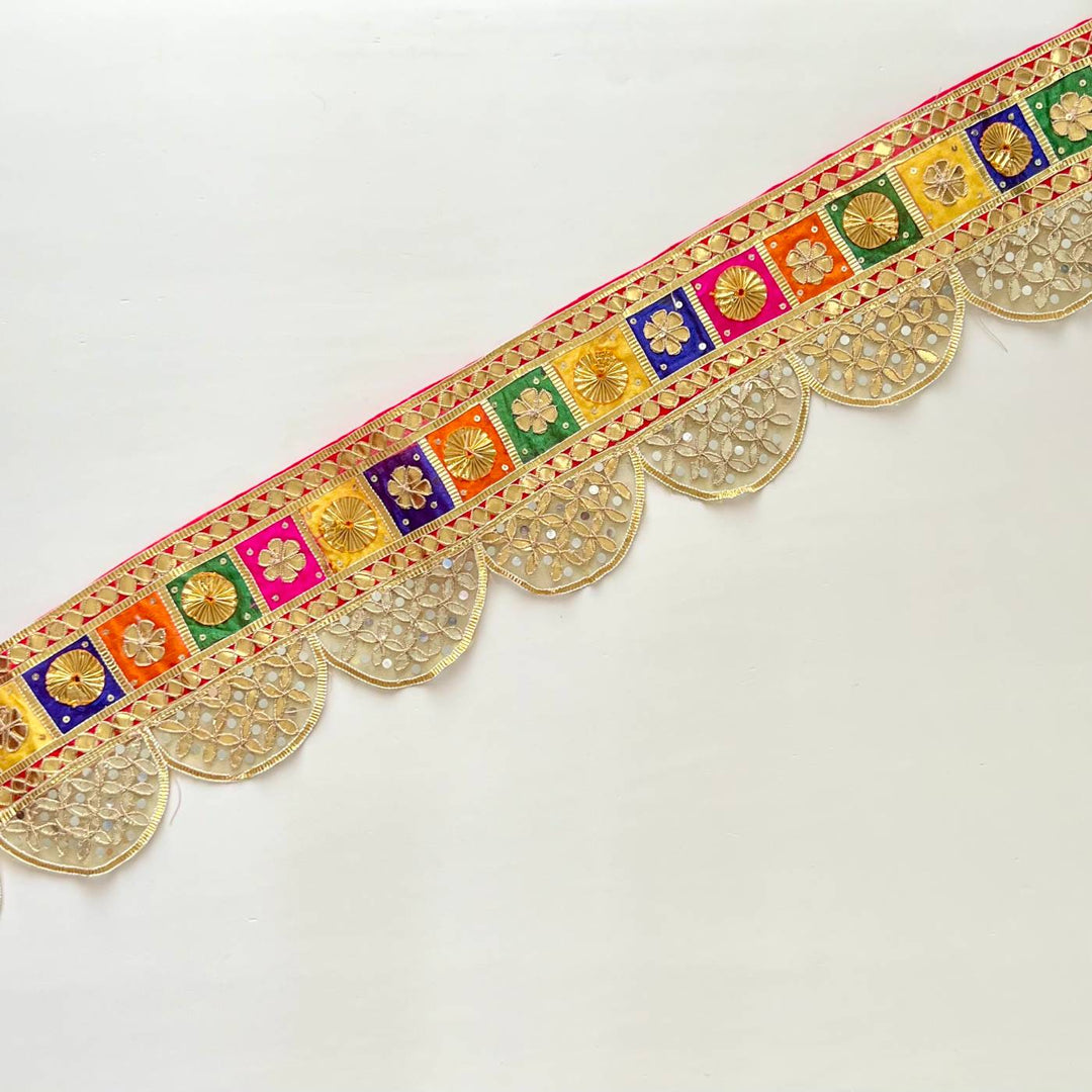 40 In | Handmade Gota Patti Colorful Semi Circle Geometry Toran