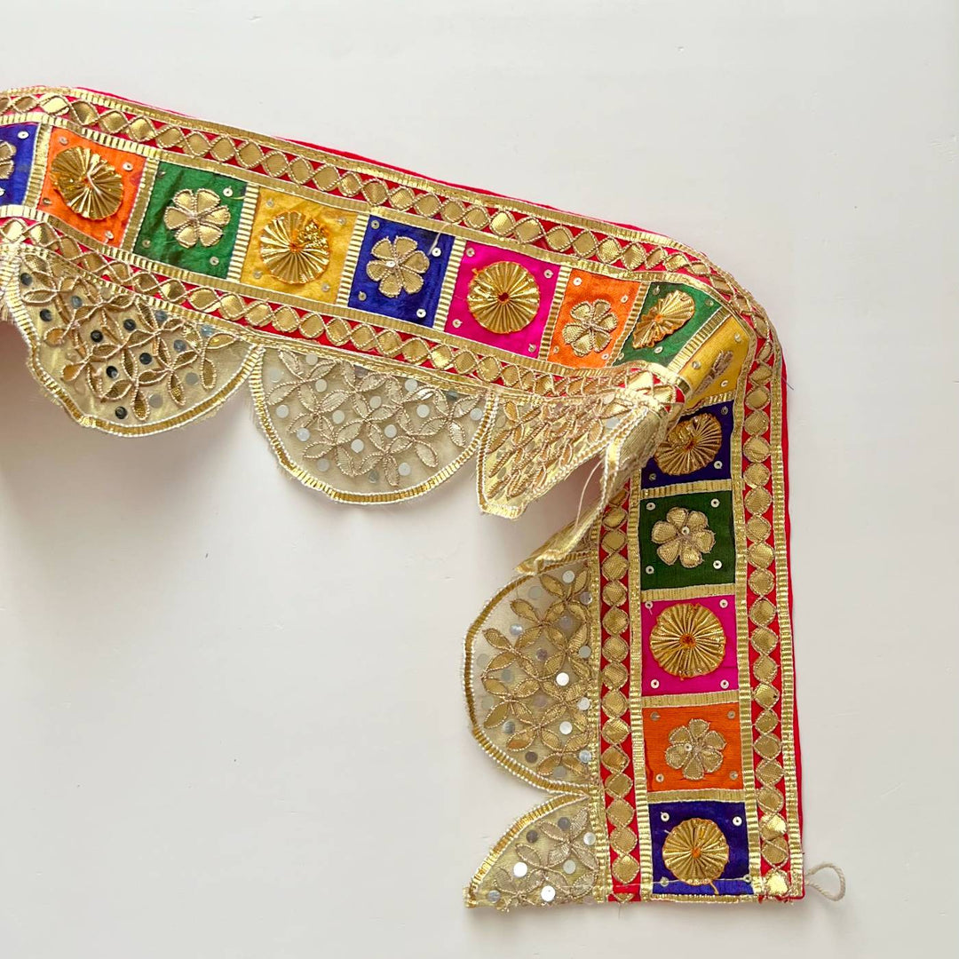 40 In | Handmade Gota Patti Colorful Semi Circle Geometry Toran