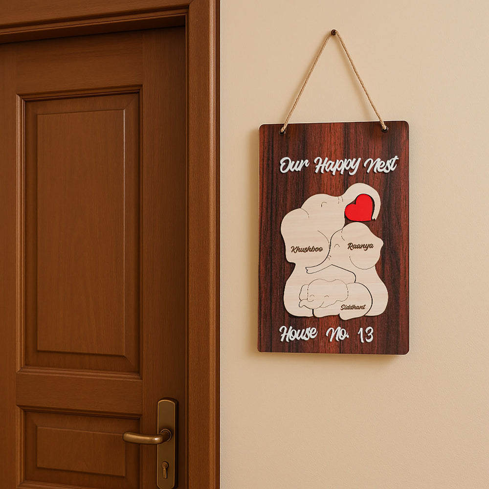 Personalized Woodzzle Theme Wooden Nameplate - Hanging on Wall Near Door