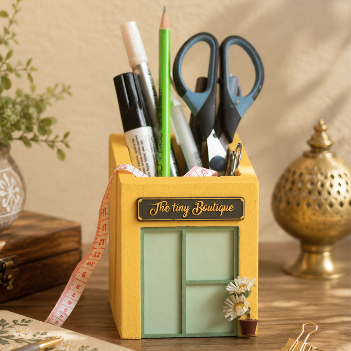 Handmade Tiny Boutique Themed Pen Stand For Decor