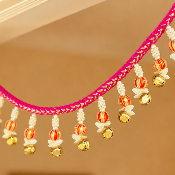 39 In | Handmade Mouli Thread & Wool Toran With Ghunghroo Bell Tassels For Festive Decor