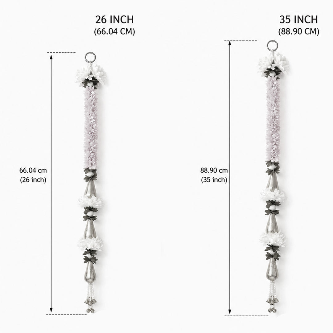 Set of 2 | Handmade White Flower & Pink Gajra Wall Hanging Pair For Festive Decor