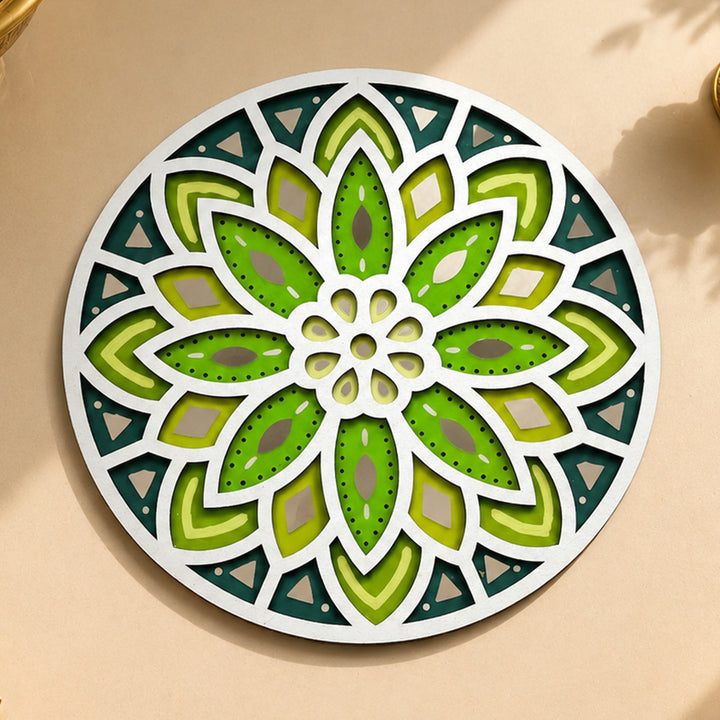 Hand-Painted Floral Mdf Rangoli For Festive Decor