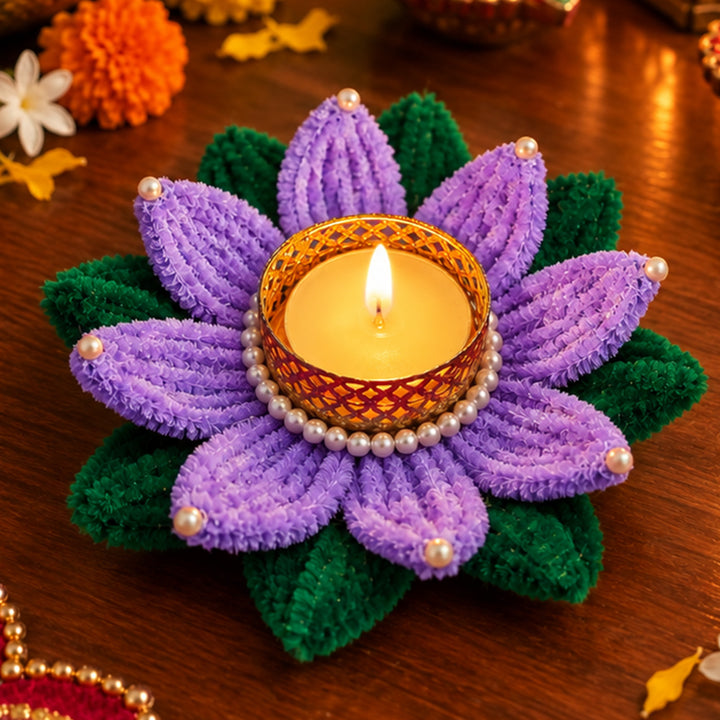 2 Pc | Handmade Single Layered Pipe Cleaner & Pearl Round Tealight Holders