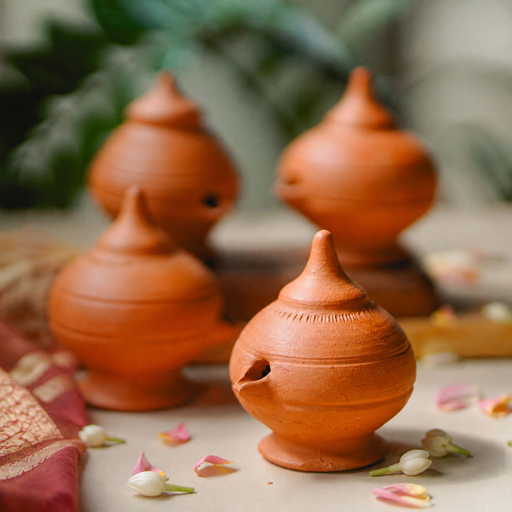 Set Of 2 | Handmade Minimal Design Terracotta Magic Diya
