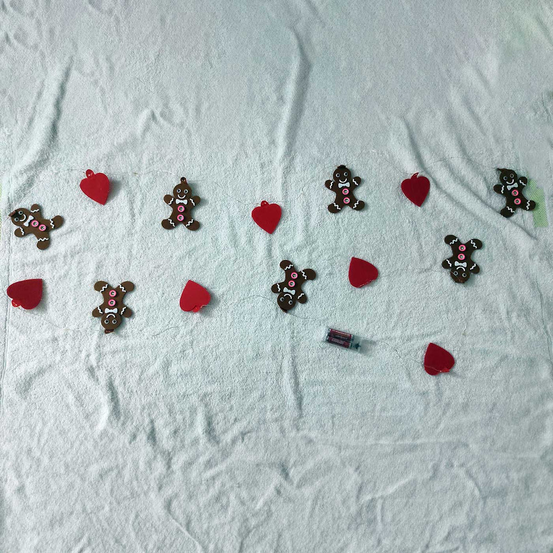 3m, 30 Bulbs | Handmade Cookie Man LED Fairy Lights With Felt Embellishments For Christmas Decoration