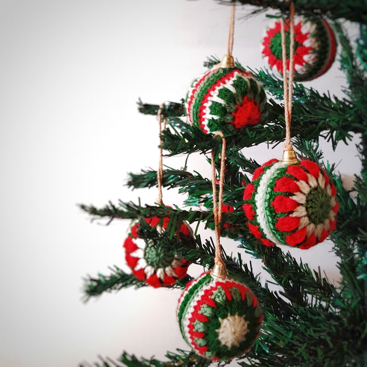 Handmade Crochet Christmas Ball Ornaments For Tree Decoration | Set Of 6
