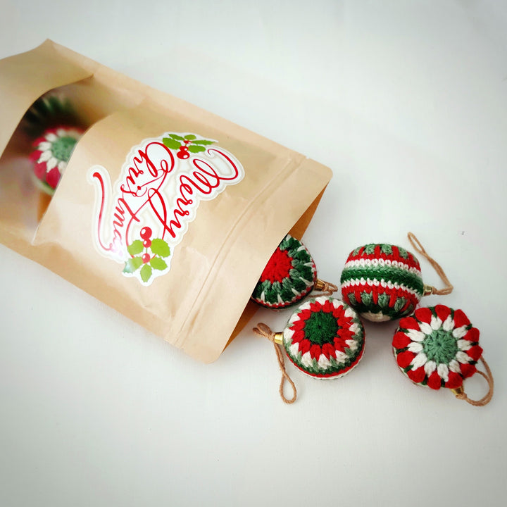 Handmade Crochet Christmas Ball Ornaments For Tree Decoration | Set Of 6