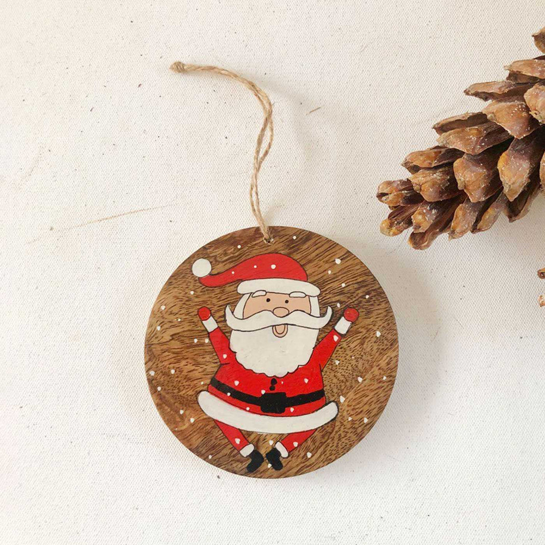 Hand-Painted Santa Claus Wooden Ornaments For Christmas Tree Decoration