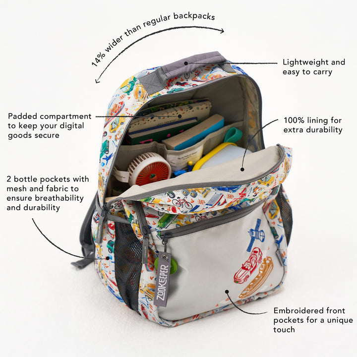 City Safari Theme Water-Resistant Kids Everyday Backpack