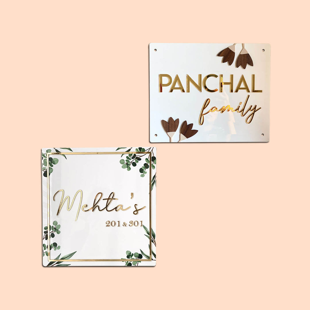 Personalised Acrylic Classy Name Plate 1 - Two Personalized Plaques Front View