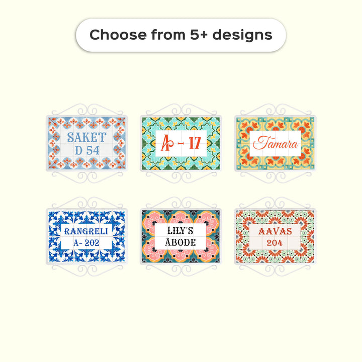 Handpainted Metal Frame Mosaic Style Nameplate 3 - Multiple Design Options Display