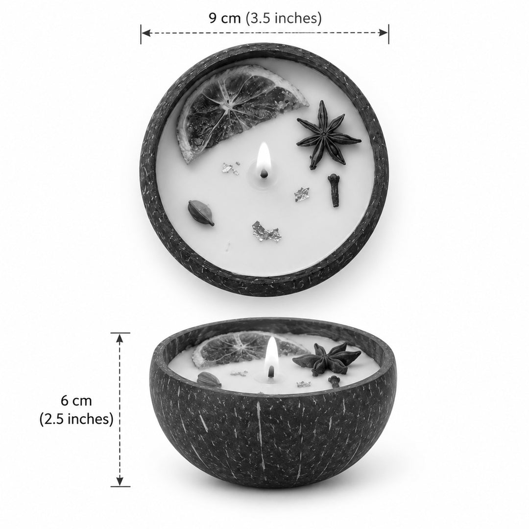 2 pc | Handmade Polished Coconut Shell Soy Wax Candle For Home Decor