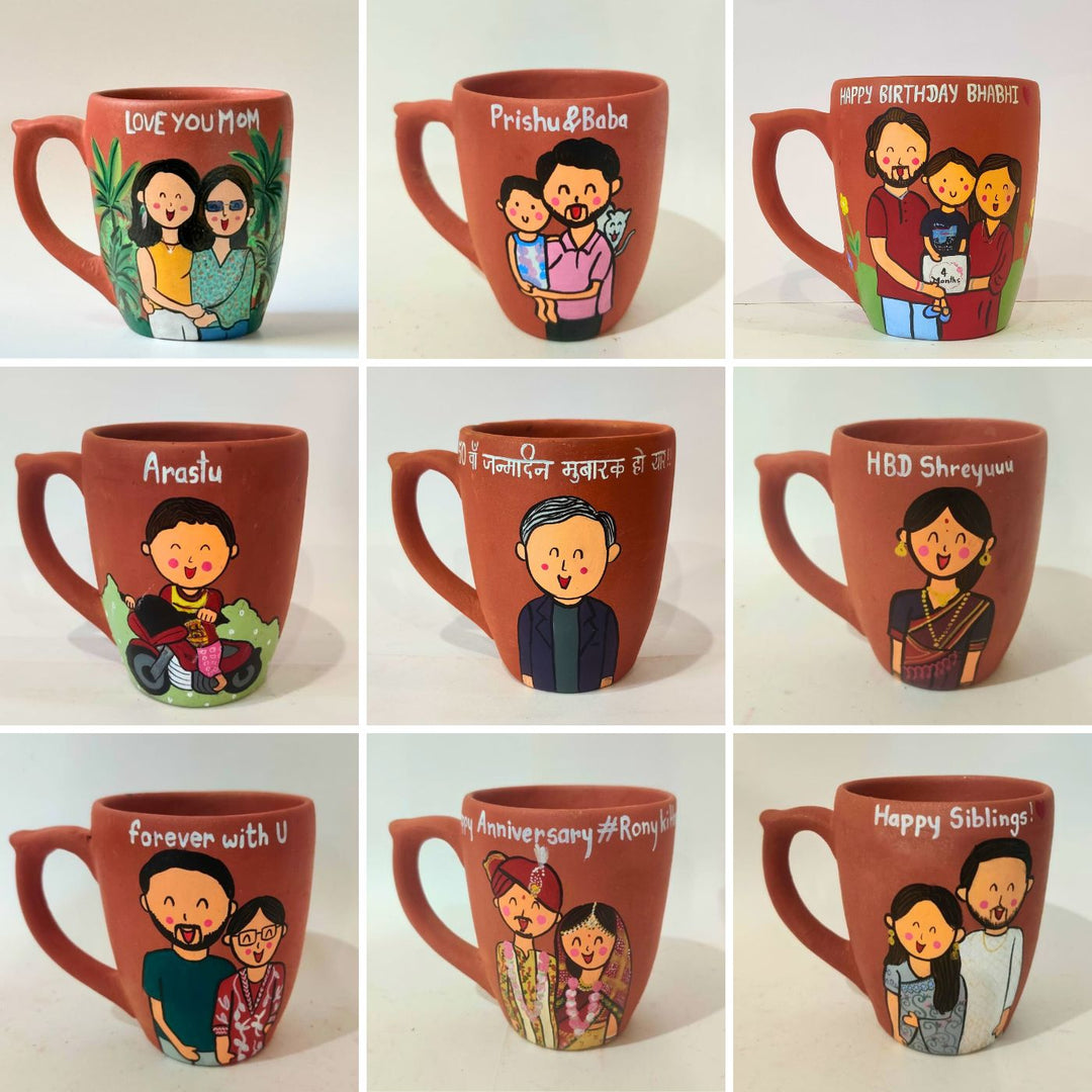 Hand-Painted Terracotta Mug For Father and Baby
