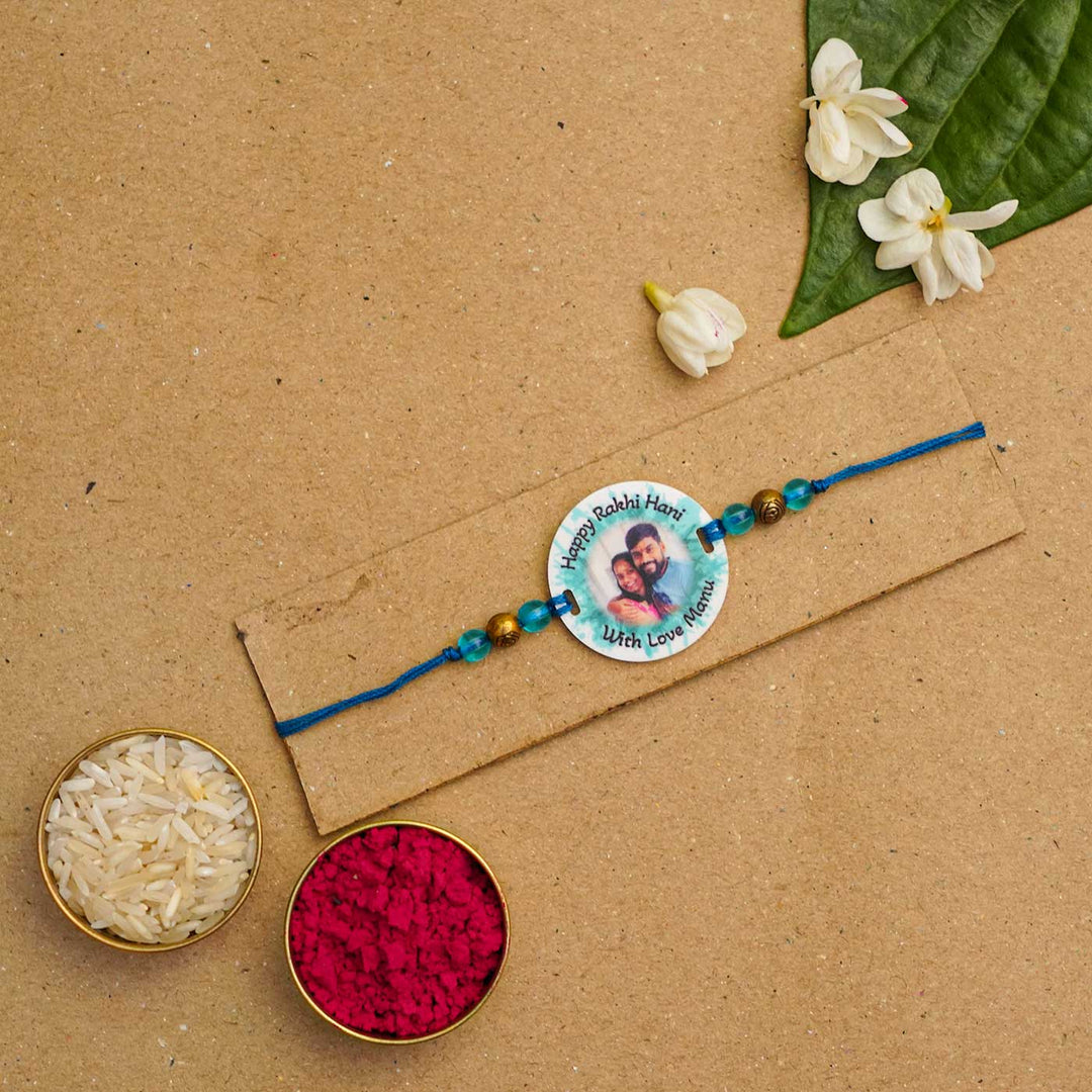 Photo Personalized Handmade Color Spalsh Acrylic Rakhi With Roli Chawal - Rakhi Packaged with Tikka Items (5)