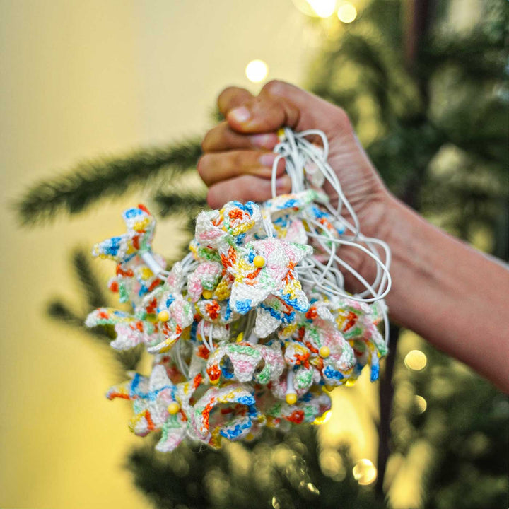 5.5m, 40 Bulbs | Handmade Stars Crochet LED Fairy Lights For Christmas Decoration
