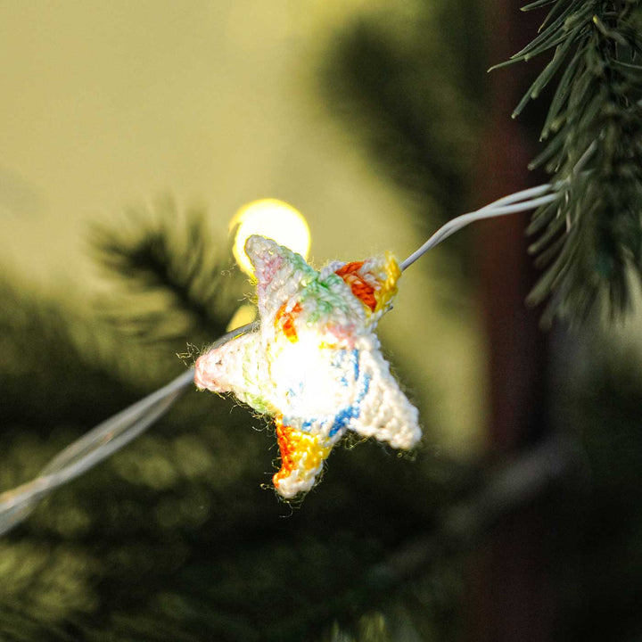 5.5m, 40 Bulbs | Handmade Stars Crochet LED Fairy Lights For Christmas Decoration