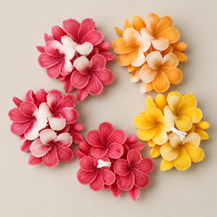5 pc | Handmade Plumeria Floating Soy Wax Candle For Festive Decor