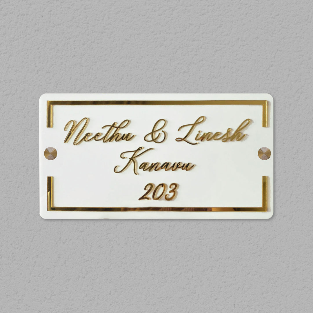 Classic Personalised Acrylic Name Plate 1 - Front View on Wall with Screws