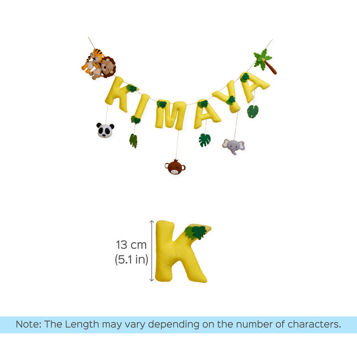 Handcrafted Personalized Themed Bunting For Kids Animal Safari - Name Personalization Example with Size