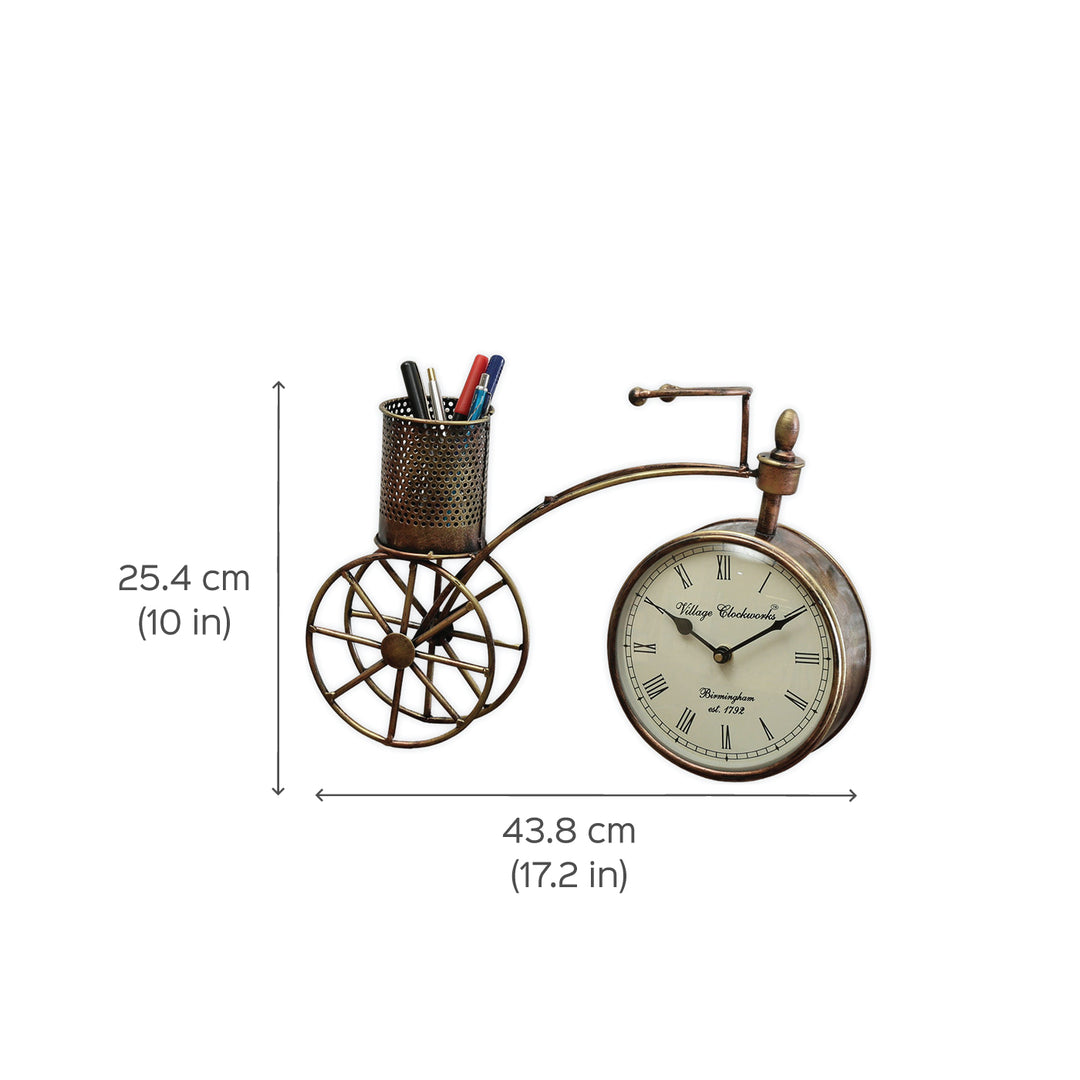 Handcrafted Iron Pen Stand & Table Clock