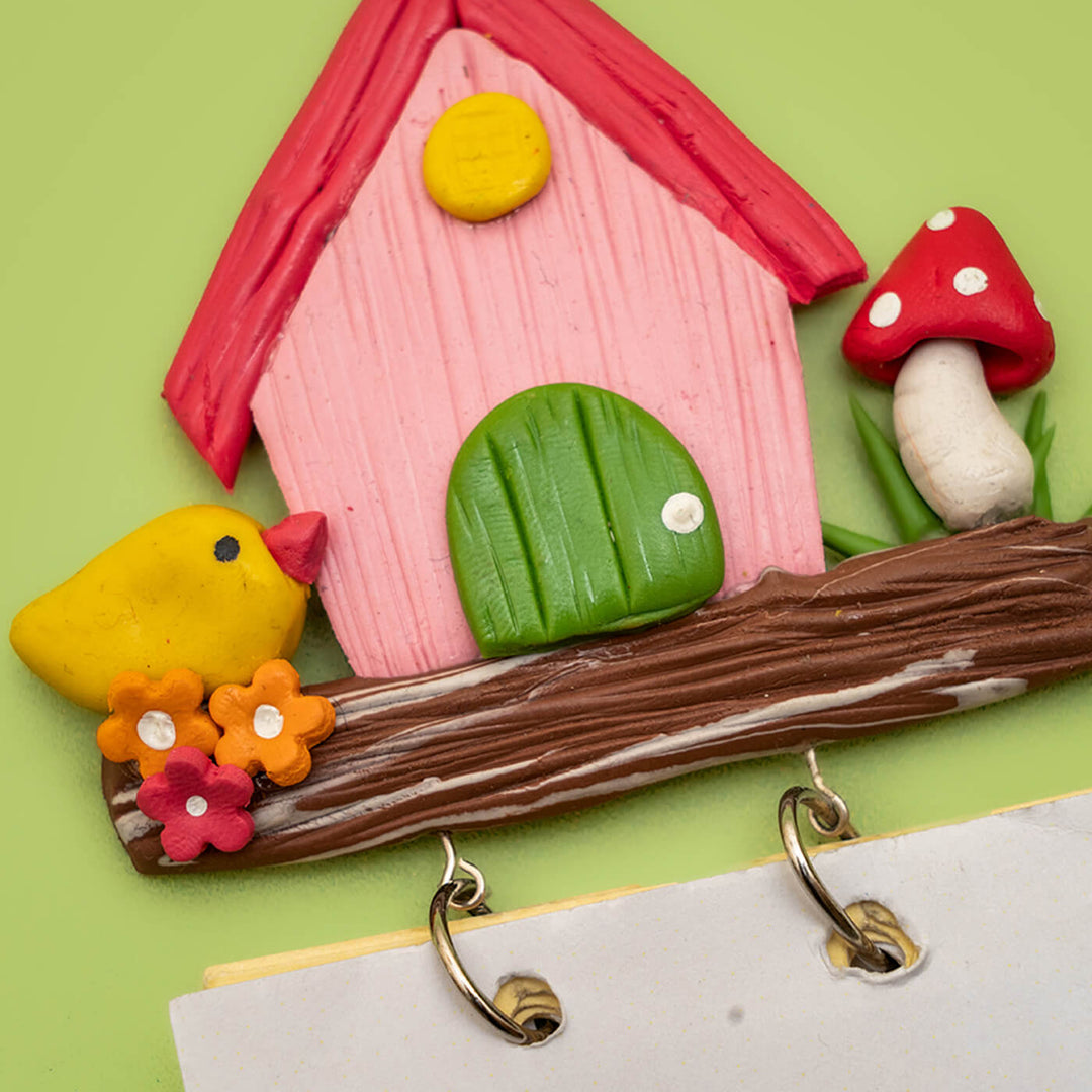 Pink Birdhouse 2026 Clay Calendar Magnet