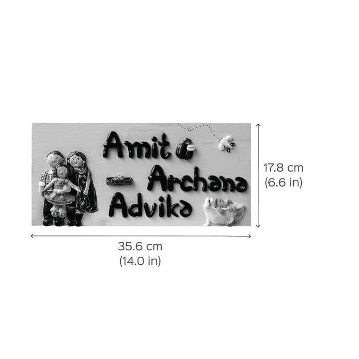 Handcrafted Personalized Family Themed Name Plate 2 - Dimension Chart with Name Personalization