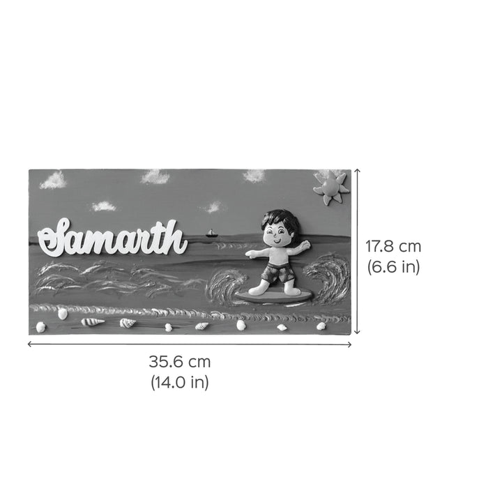 Handcrafted Personalized Beach Themed Name Plate For Kids - Dimension Chart